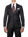 Louis Copeland Heritage Suit Charcoal 2 piece 2 button notch lapel soft shoulder flap pockets 2