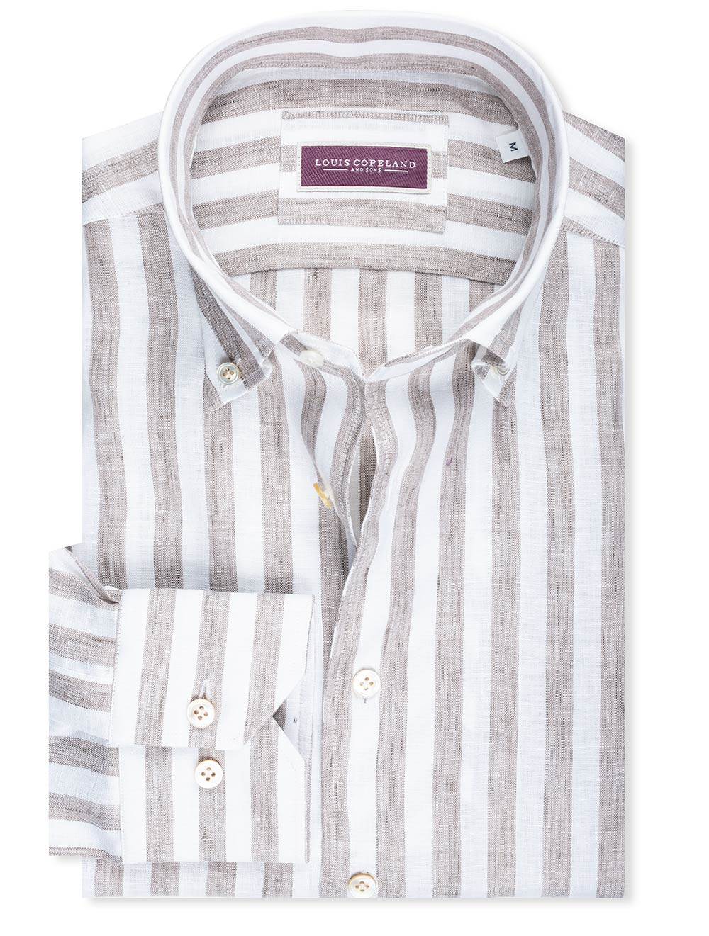 Linen Stripe Buttondown Shirt Beige