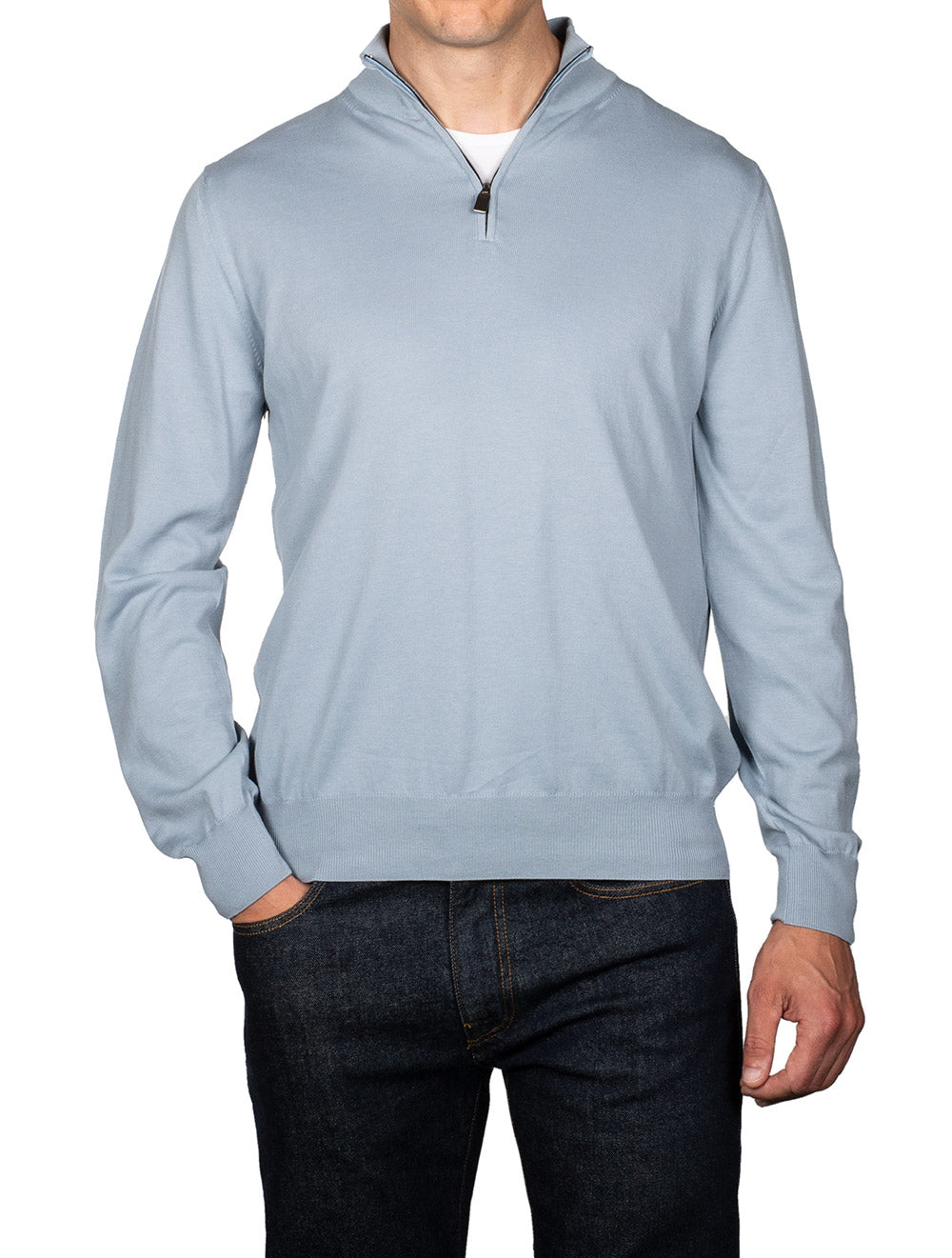 Half Zip High Neck Sweater Blue