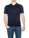 Canali Knitted Polo Shirt Navy