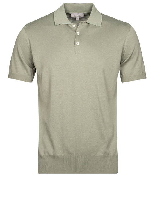Canali Knitted Polo Shirt sage