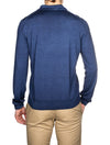 CANALI Exculsive Wool & Silk Long Sleeve Polo Blue
