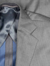 Louis Copeland Herringbone Wool Silk Suit Grey 2 piece 2 button notch lapel soft shoulder flap pockets 4