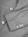 Louis Copeland Herringbone Wool Silk Suit Grey 2 piece 2 button notch lapel soft shoulder flap pockets 5