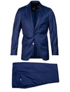 Louis Copeland Herringbone Wool Silk Suit Blue 2 piece 2 button notch lapel soft shoulder flap pockets 1