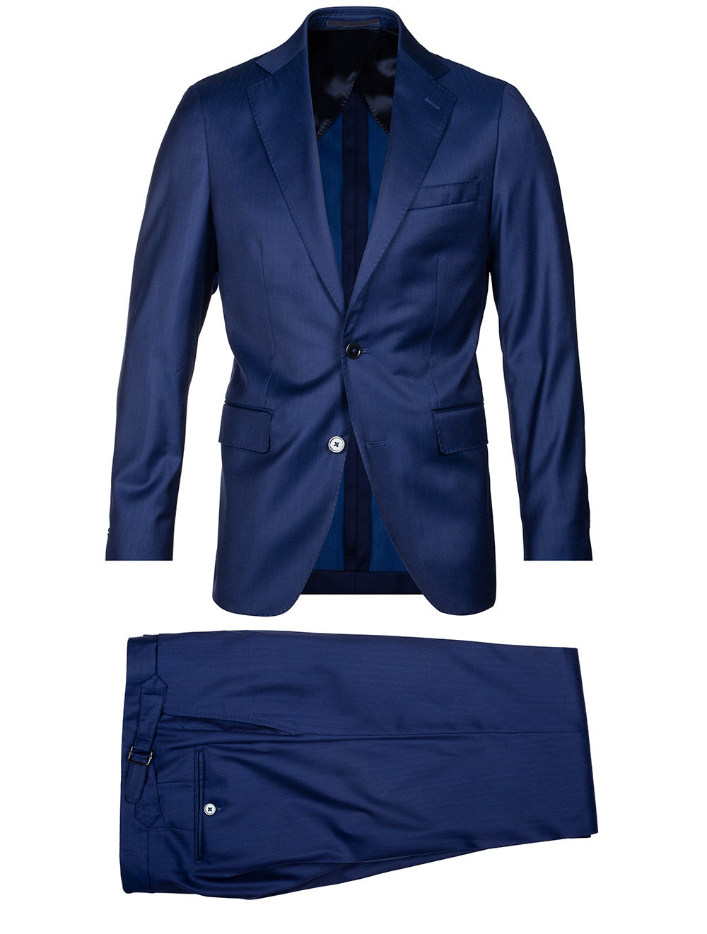 LOUIS COPELAND Herringbone Wool & Silk Suit Blue