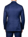 Louis Copeland Herringbone Wool Silk Suit Blue 2 piece 2 button notch lapel soft shoulder flap pockets 3