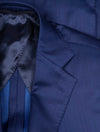 Louis Copeland Herringbone Wool Silk Suit Blue 2 piece 2 button notch lapel soft shoulder flap pockets 4