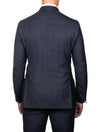 Louis Copeland Super 170 Check Suit Blue 2 piece 2 button notch lapel soft shoulder flap pockets 3