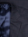Louis Copeland Super 170 Check Suit Blue 2 piece 2 button notch lapel soft shoulder flap pockets 4