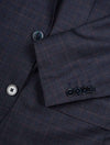 Louis Copeland Super 170 Check Suit Blue 2 piece 2 button notch lapel soft shoulder flap pockets 5
