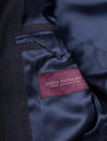 Louis Copeland Super 170 Check Suit Blue 2 piece 2 button notch lapel soft shoulder flap pockets 6
