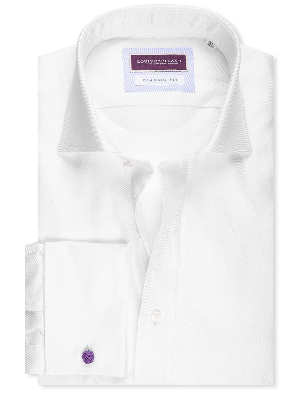 Louis Copeland Classic Fit Thomas Mason Twill Double Cuff White MI