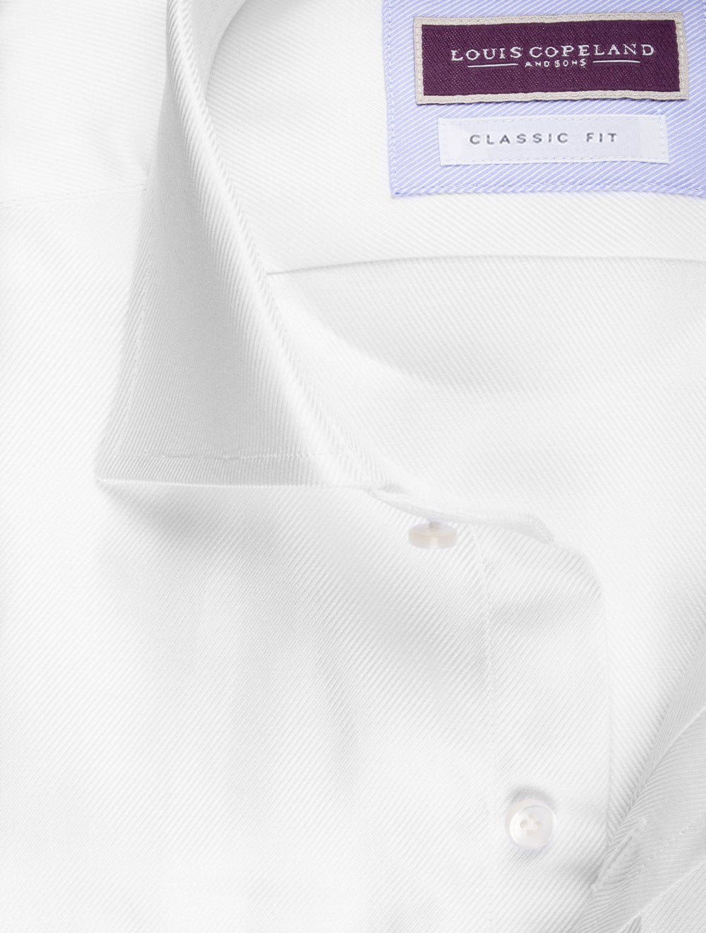 Louis Copeland Classic Fit Thomas Mason Twill Double Cuff White AI1