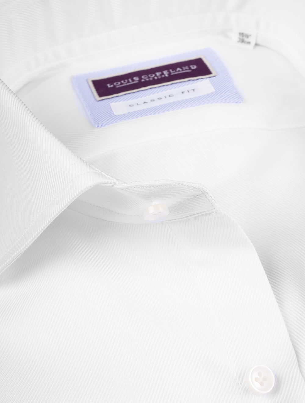 Louis Copeland Classic Fit Thomas Mason Twill Double Cuff White AI2