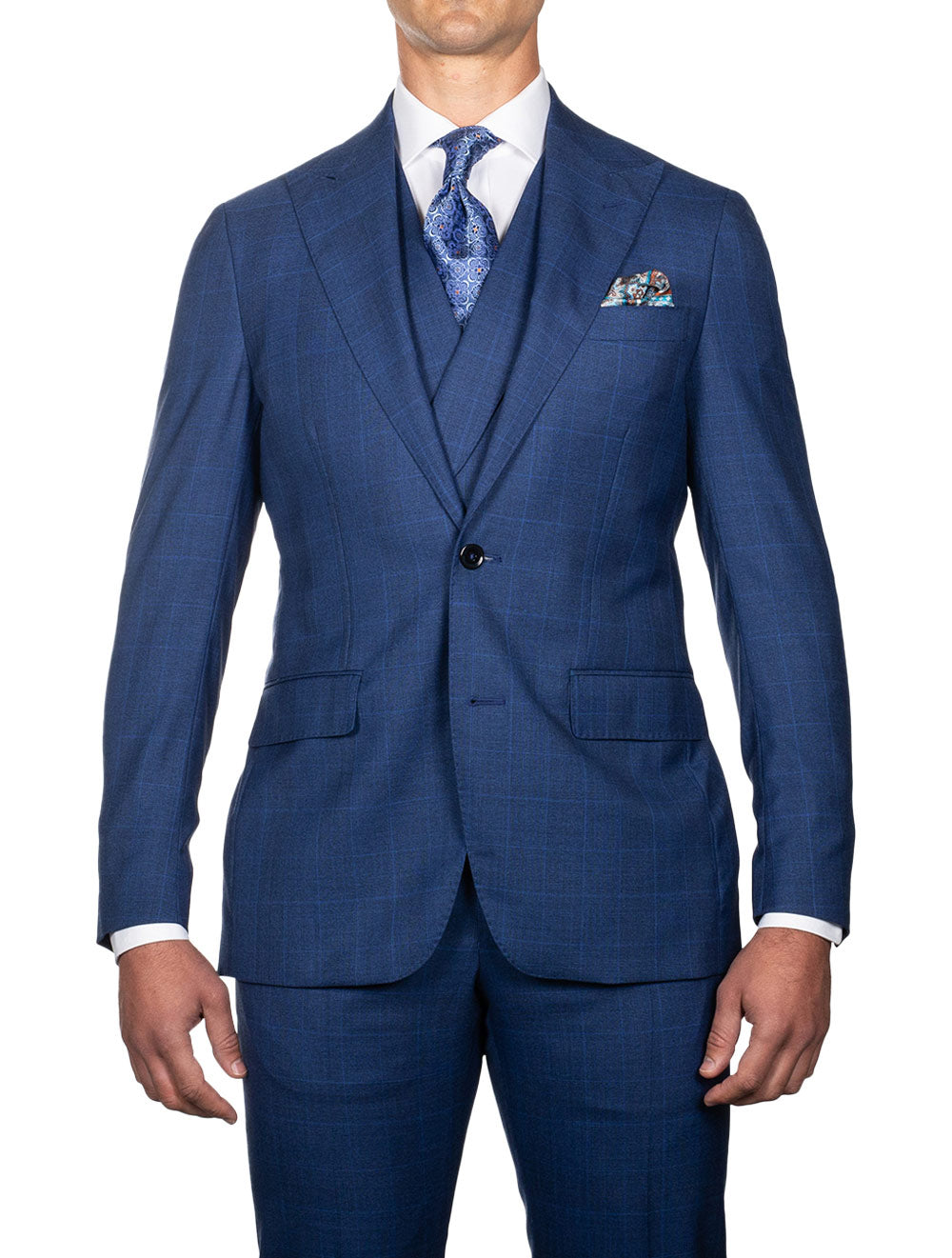 Blue Plaid Mens Suit Vest Four Seasons Business Vest Jacket Fashion Casual  Classic Mens Self-cultivation Single-Breasted Vest