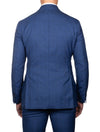 Louis Copeland Check Suit Blue 3 Piece 2 Button Soft Shoulder Peak Lapel Flap Pockets 3