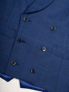 Louis Copeland Check Suit Blue 3 Piece 2 Button Soft Shoulder Peak Lapel Flap Pockets 7