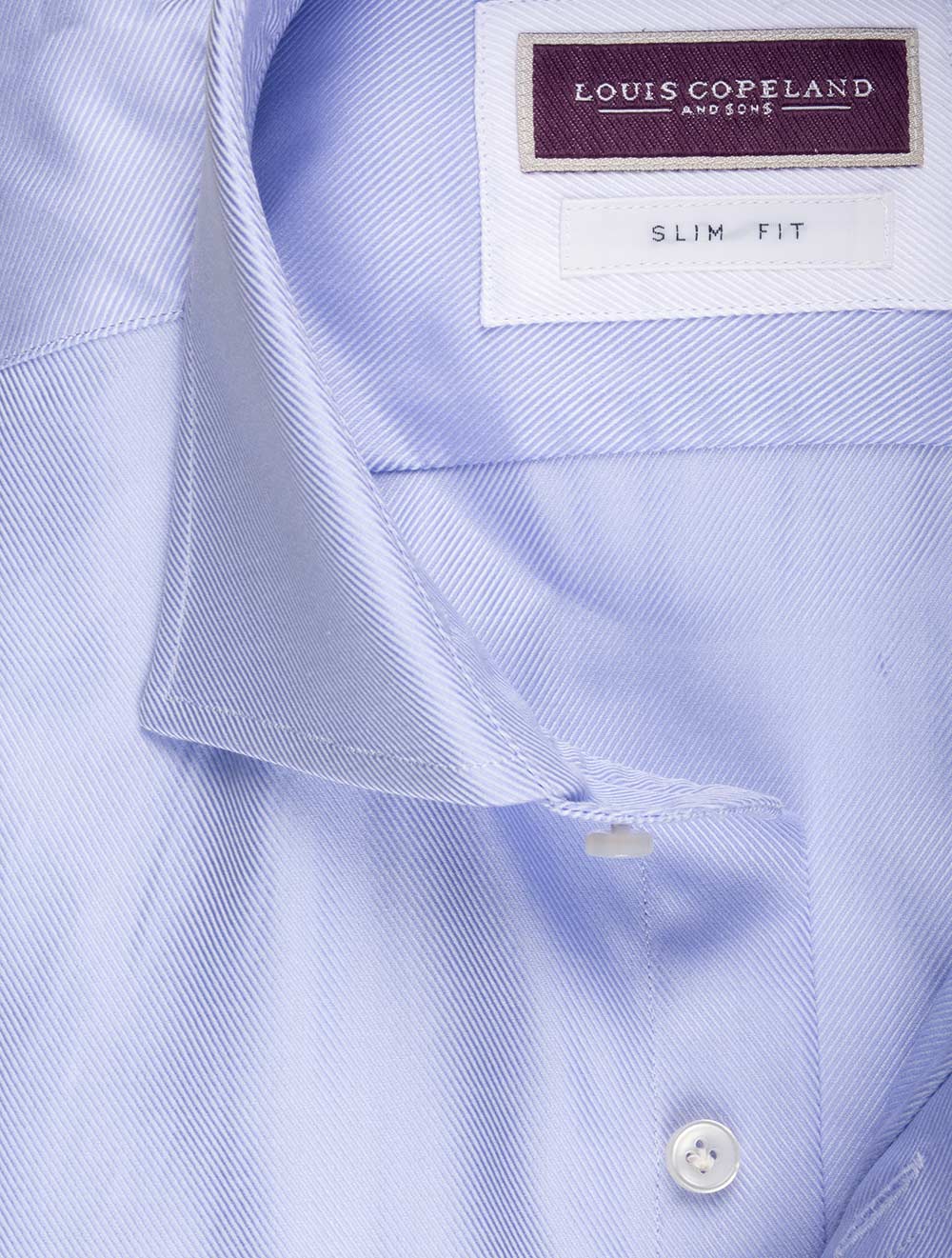 Slim Fit Thomas Mason Twill Single Cuff Shirt Blue