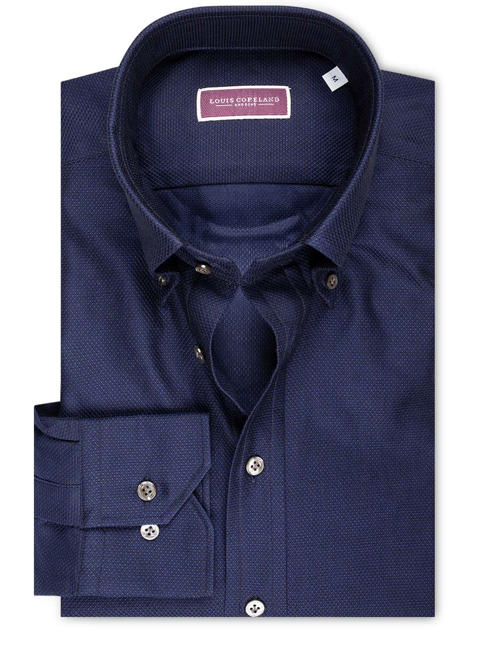 Louis Copeland Waffle Pique Buttondown Shirt Navy MI