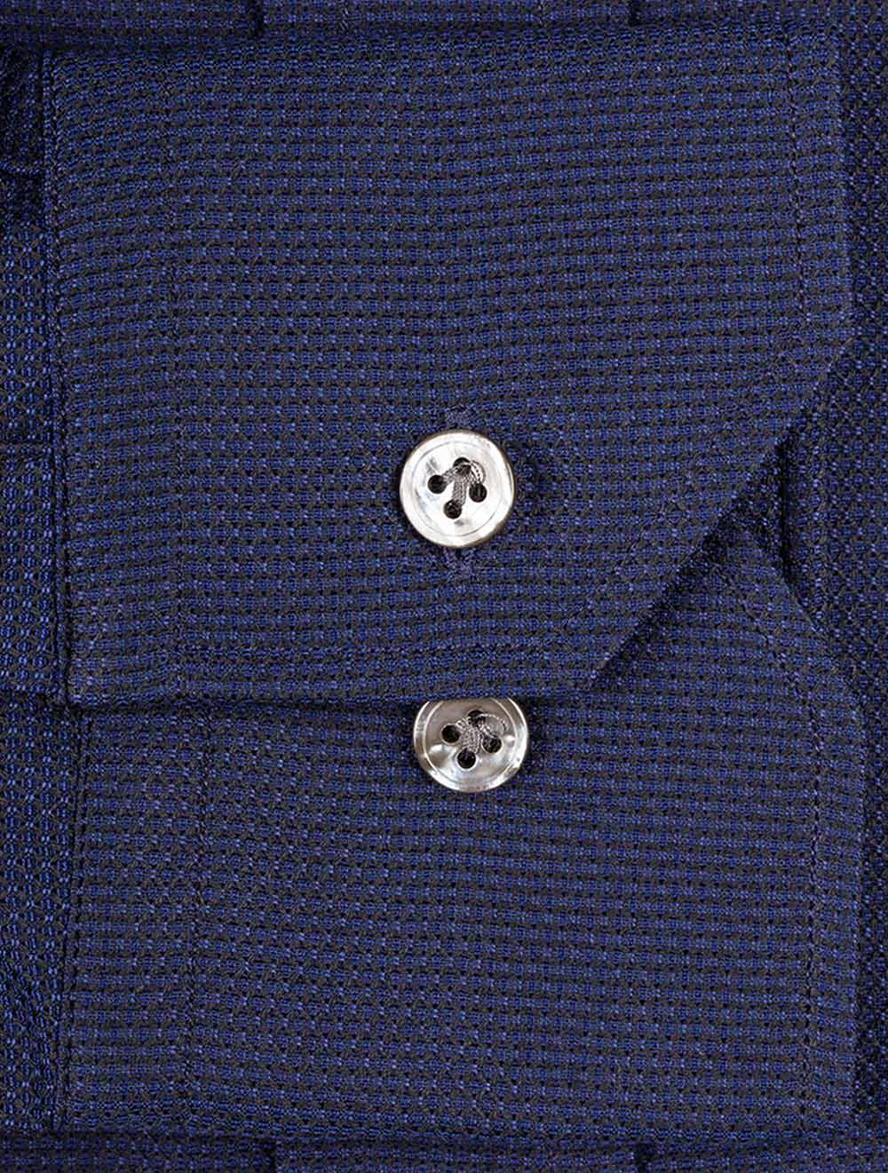 Louis Copeland Waffle Pique Buttondown Shirt Navy AI3