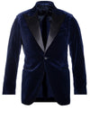 Louis Copeland Velvet Dress Jacket Blue 1 Button Single Breasted Peaked Lapel 1