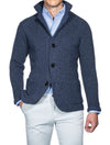 Maurizio Baldassari Brenta Knitted Jacket Blue 3 Button Patch Pocket Cardigan 2