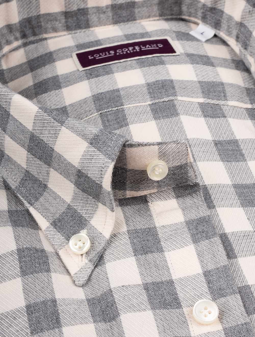 Louis Copeland Buttondown Check Shirt Grey Stylish Men's Casual